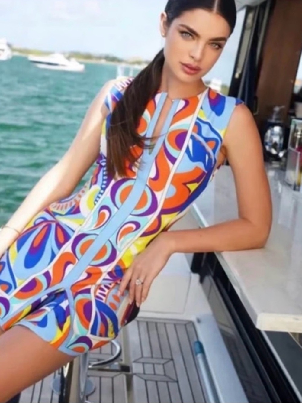 Zara Sleeveless Mod Retro Mini Dress Abstract Print Multi Size S